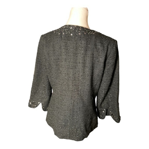 Victor Costa Women’s Occasion Jacket Size S Black Sequins and Beads‎ - Picture 2 of 7